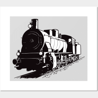 Drawing of the old locomotive Posters and Art